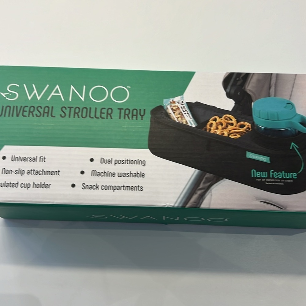 New SWANOO Universal Stroller Tray with Sippy Cup Holder